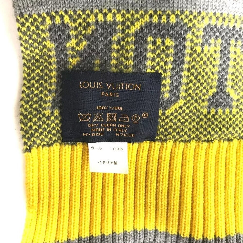 LOUIS VUITTON M71230 Echarpes-Louis logo Scarf wool yellow/gray - Picture 10 of 10